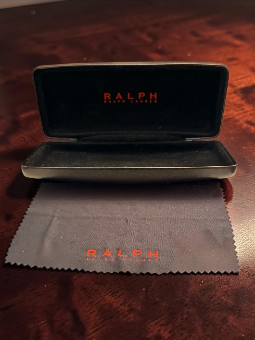 Ralph Lauren Black Hard Eyewear Case & Matching Cleaning Cloth Set (GUC)